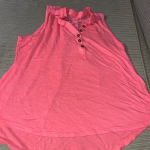 Bright pink putting tank with lace